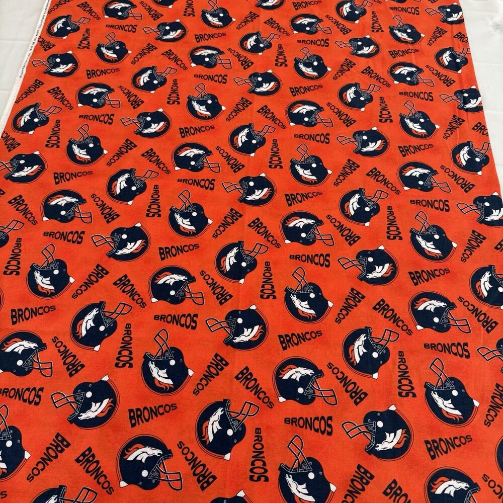 Vtg 90s NFL DENVER BRONCOS Quilt Fabric Cotton Football Helmets 6015 1yd x 60"